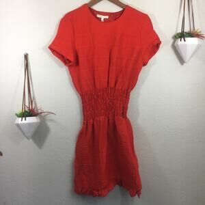 NWT Maje Razane red smocked mini dress